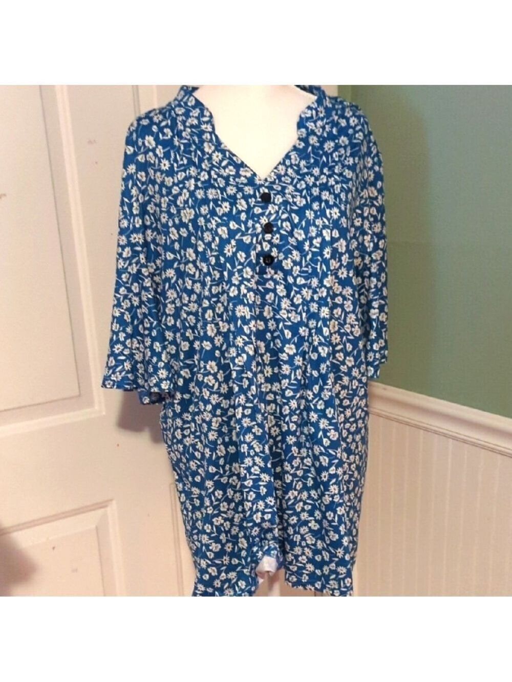 Hocosit Women's XXL Short Sleeve Floral Tunic Top